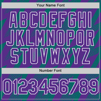 Custom Purple Teal-White Zigzag Shape 3D Pattern Design Bomber Full-Snap Varsity Letterman Hoodie Jacket