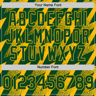 Custom Green Gold Zigzag Shape 3D Pattern Design Bomber Full-Snap Varsity Letterman Hoodie Jacket