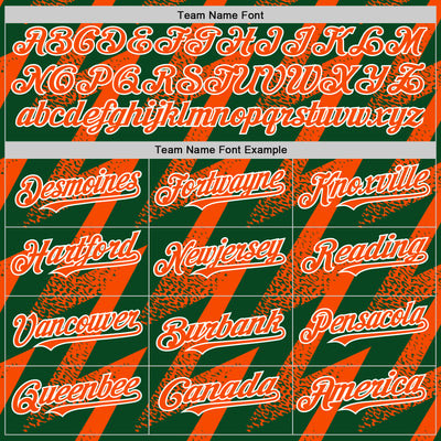 Custom Green Orange-White Zigzag Shape 3D Pattern Design Bomber Full-Snap Varsity Letterman Hoodie Jacket
