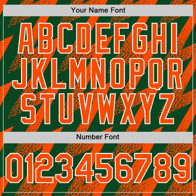 Custom Green Orange-White Zigzag Shape 3D Pattern Design Bomber Full-Snap Varsity Letterman Hoodie Jacket