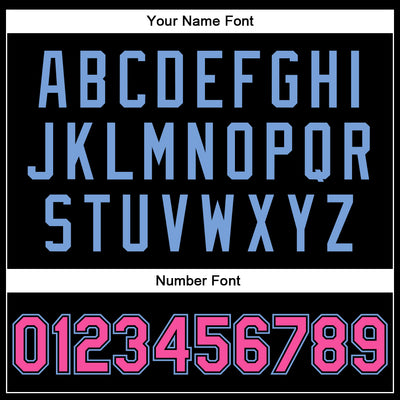 Custom Black Pink-Light Blue Bomber Full-Snap Varsity Faux Leather Letterman Jacket