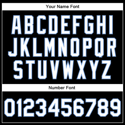 Custom Black White-Light Blue Bomber Full-Snap Varsity Faux Leather Letterman Jacket