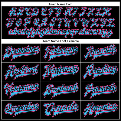 Custom Black Pink-Sky Blue Bomber Full-Snap Varsity Faux Leather Letterman Jacket