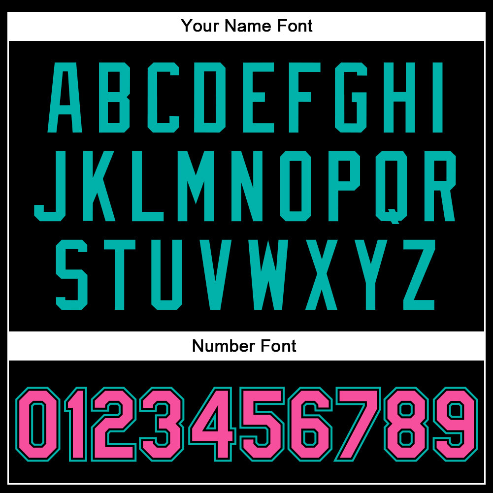 Custom Black Pink-Aqua Bomber Full-Snap Varsity Faux Leather Letterman Jacket