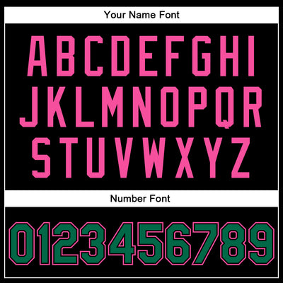 Custom Black Kelly Green-Pink Bomber Full-Snap Varsity Faux Leather Letterman Jacket