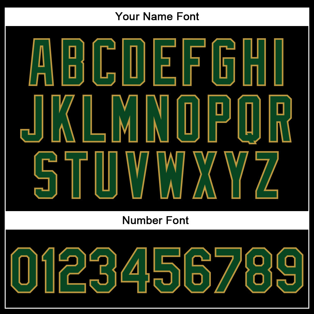 Custom Black Green-Old Gold Bomber Full-Snap Varsity Faux Leather Letterman Jacket