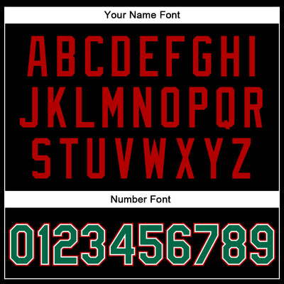 Custom Black Kelly Green-Red Bomber Full-Snap Varsity Faux Leather Letterman Jacket