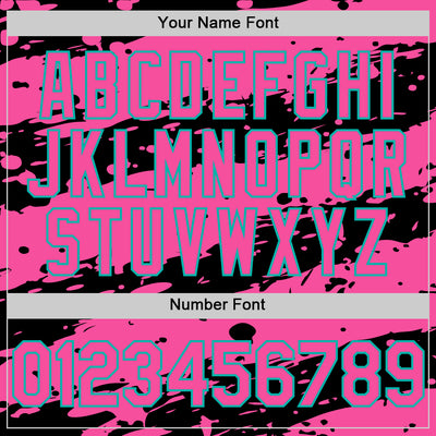 Custom Black Pink-Aqua Splash 3D Pattern Design Bomber Full-Snap Varsity Letterman Hoodie Jacket