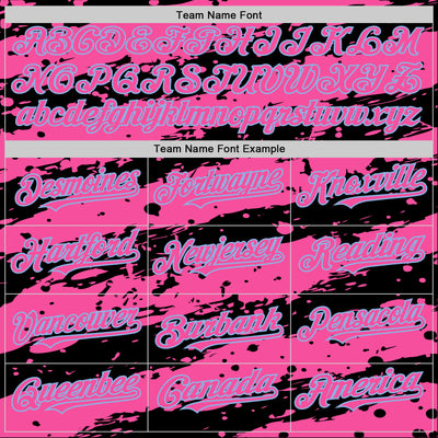 Custom Black Pink-Light Blue Splash 3D Pattern Design Bomber Full-Snap Varsity Letterman Hoodie Jacket