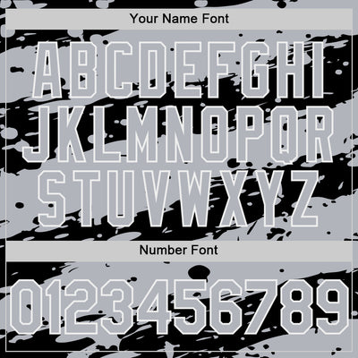 Custom Black Gray-White Splash 3D Pattern Design Bomber Full-Snap Varsity Letterman Hoodie Jacket