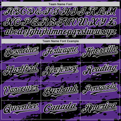 Custom Purple Black-White Splash 3D Pattern Design Bomber Full-Snap Varsity Letterman Hoodie Jacket