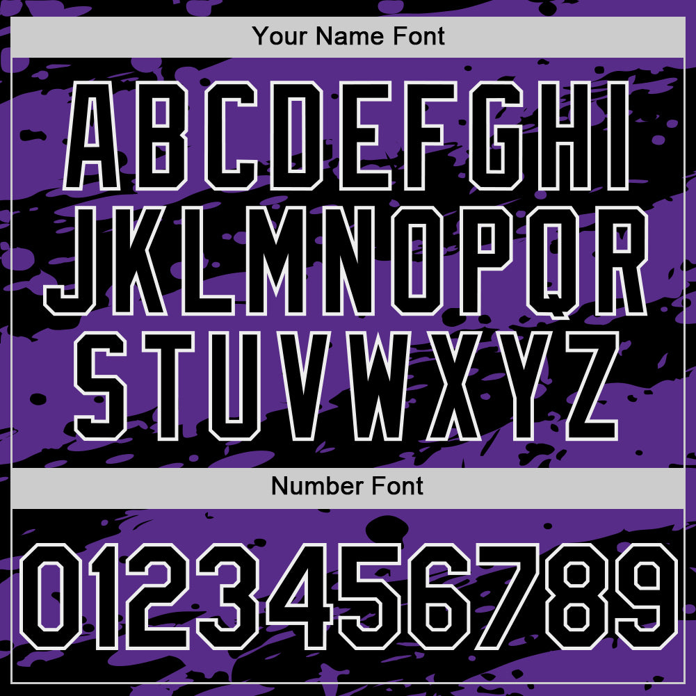 Custom Purple Black-White Splash 3D Pattern Design Bomber Full-Snap Varsity Letterman Hoodie Jacket