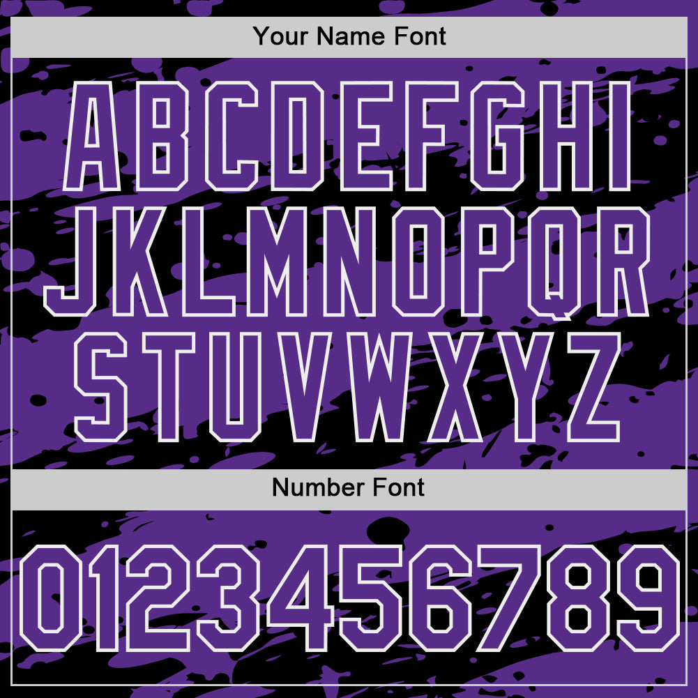 Custom Black Purple-White Splash 3D Pattern Design Bomber Full-Snap Varsity Letterman Hoodie Jacket