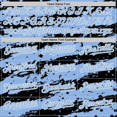 Custom Black Light Blue-White Splash 3D Pattern Design Bomber Full-Snap Varsity Letterman Hoodie Jacket