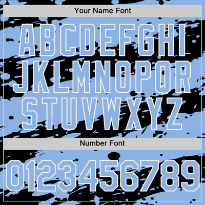 Custom Black Light Blue-White Splash 3D Pattern Design Bomber Full-Snap Varsity Letterman Hoodie Jacket