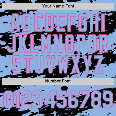 Custom Black Light Blue-Pink Splash 3D Pattern Design Bomber Full-Snap Varsity Letterman Hoodie Jacket