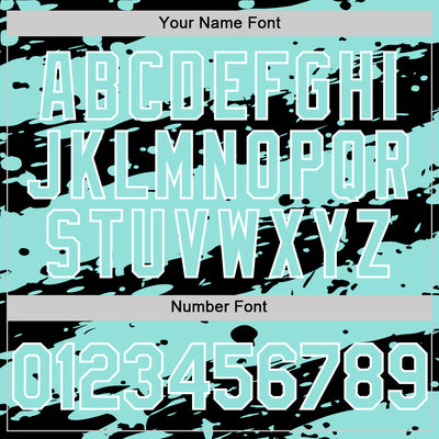 Custom Black Ice Blue-White Splash 3D Pattern Design Bomber Full-Snap Varsity Letterman Hoodie Jacket