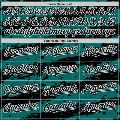 Custom Teal Black-White Splash 3D Pattern Design Bomber Full-Snap Varsity Letterman Hoodie Jacket