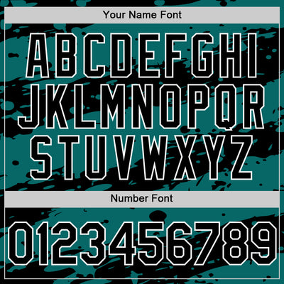 Custom Teal Black-White Splash 3D Pattern Design Bomber Full-Snap Varsity Letterman Hoodie Jacket