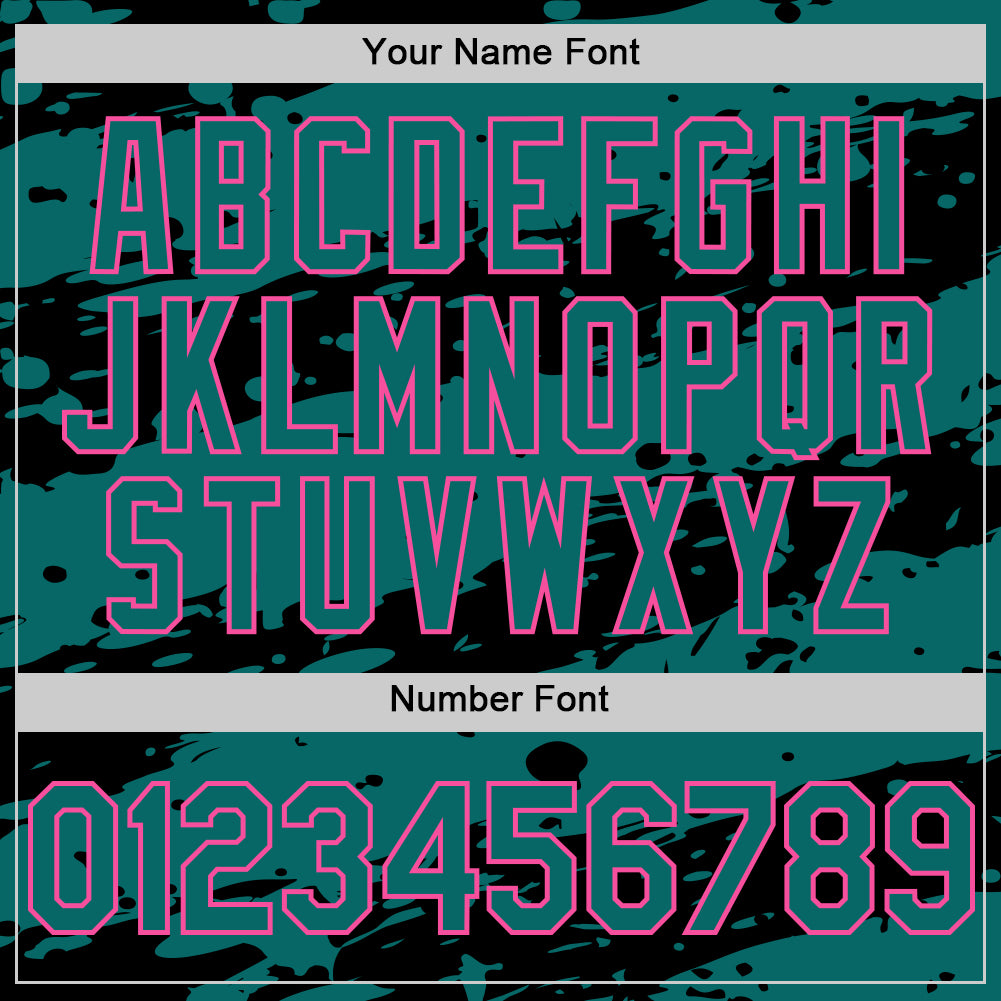 Custom Black Teal-Pink Splash 3D Pattern Design Bomber Full-Snap Varsity Letterman Hoodie Jacket