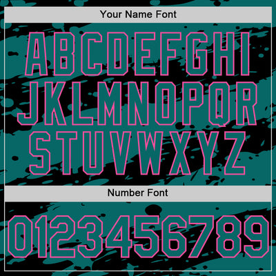 Custom Black Teal-Pink Splash 3D Pattern Design Bomber Full-Snap Varsity Letterman Hoodie Jacket