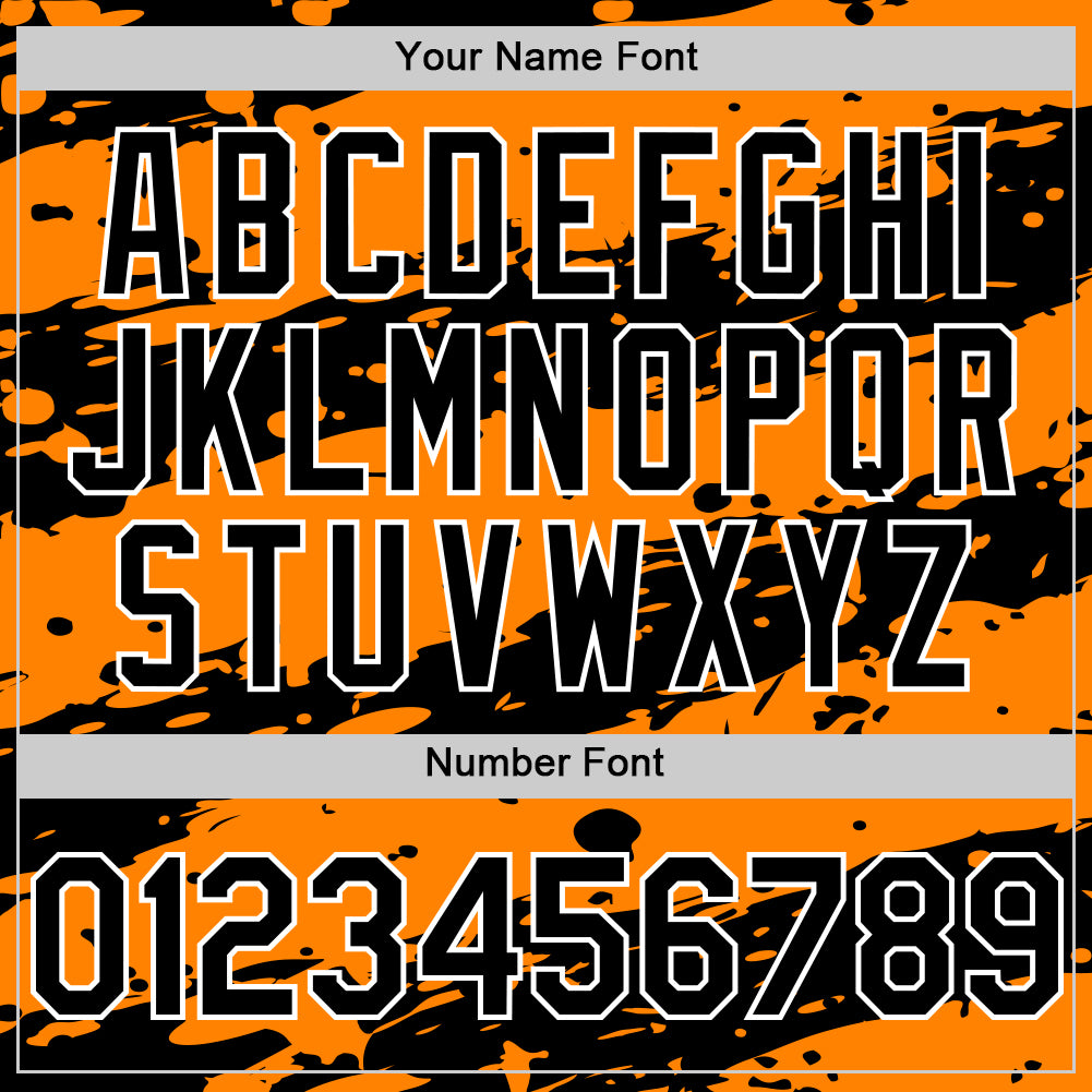 Custom Bay Orange Black-White Splash 3D Pattern Design Bomber Full-Snap Varsity Letterman Hoodie Jacket