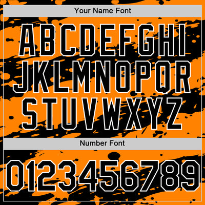 Custom Bay Orange Black-White Splash 3D Pattern Design Bomber Full-Snap Varsity Letterman Hoodie Jacket