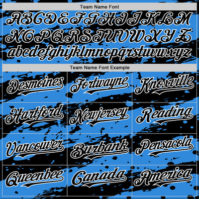 Custom Powder Blue Black-White Splash 3D Pattern Design Bomber Full-Snap Varsity Letterman Hoodie Jacket