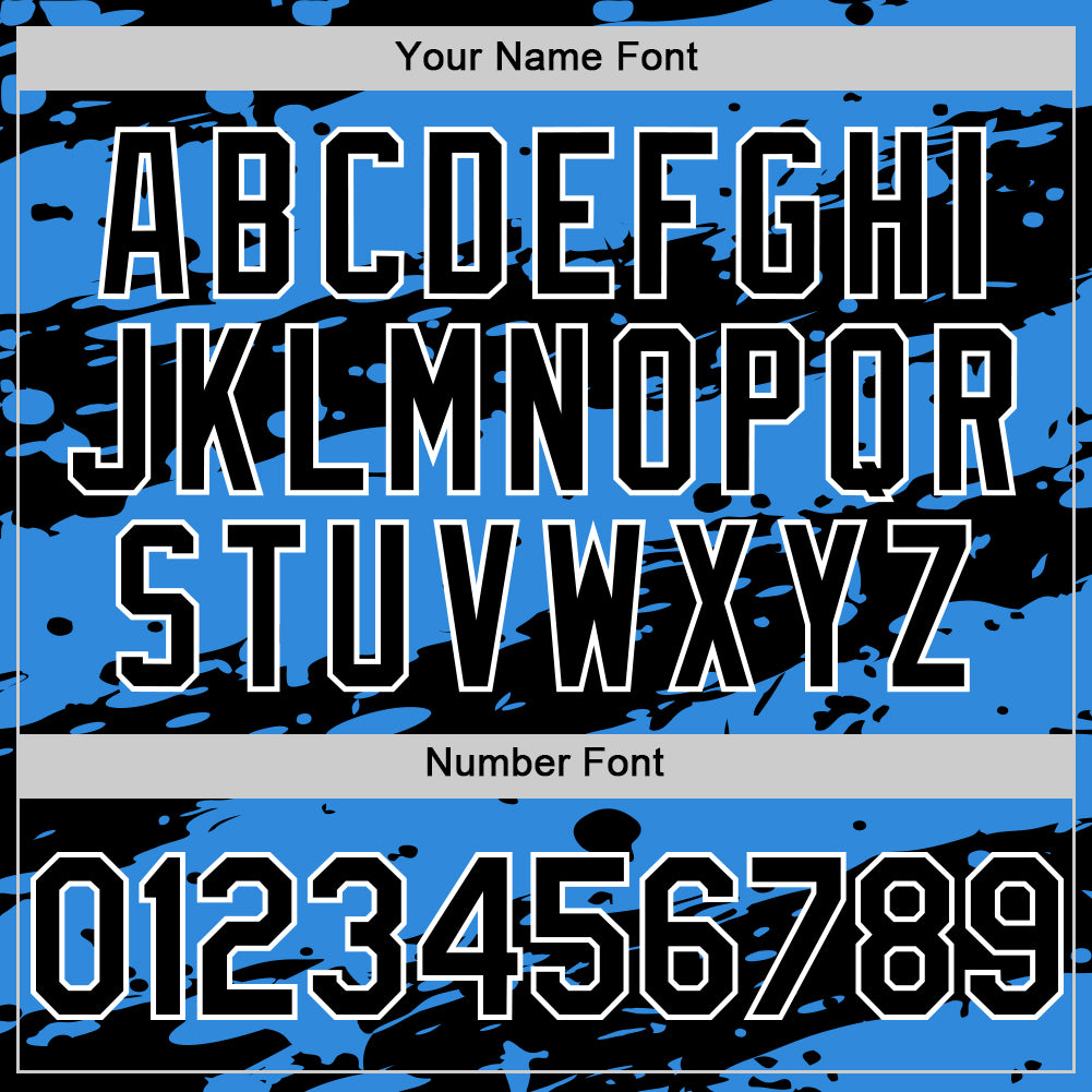 Custom Powder Blue Black-White Splash 3D Pattern Design Bomber Full-Snap Varsity Letterman Hoodie Jacket