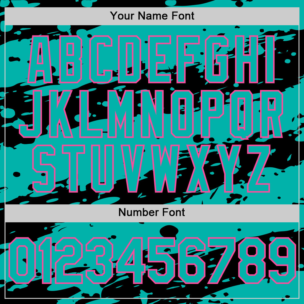 Custom Black Aqua-Pink Splash 3D Pattern Design Bomber Full-Snap Varsity Letterman Hoodie Jacket