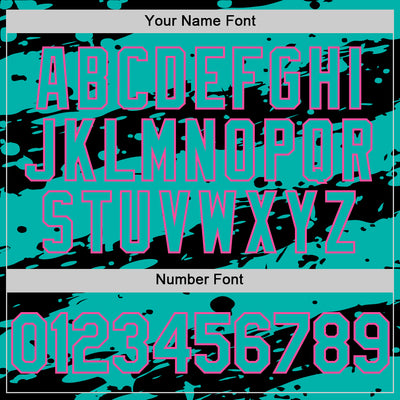 Custom Black Aqua-Pink Splash 3D Pattern Design Bomber Full-Snap Varsity Letterman Hoodie Jacket