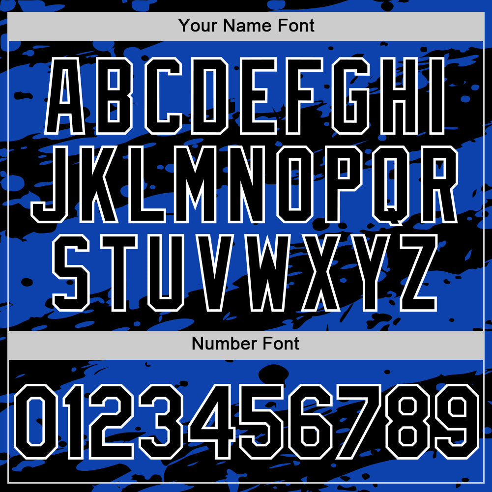 Custom Thunder Blue Black-White Splash 3D Pattern Design Bomber Full-Snap Varsity Letterman Hoodie Jacket