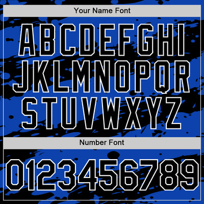 Custom Thunder Blue Black-White Splash 3D Pattern Design Bomber Full-Snap Varsity Letterman Hoodie Jacket