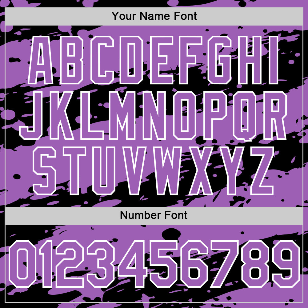 Custom Black Medium Purple-White Splash 3D Pattern Design Bomber Full-Snap Varsity Letterman Hoodie Jacket