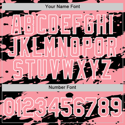 Custom Black Medium Pink-White Splash 3D Pattern Design Bomber Full-Snap Varsity Letterman Hoodie Jacket