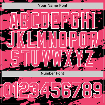 Custom Black Neon Pink-White Splash 3D Pattern Design Bomber Full-Snap Varsity Letterman Hoodie Jacket