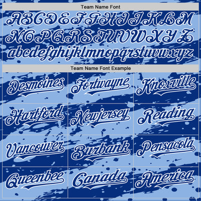 Custom Light Blue Royal-White Splash 3D Pattern Design Bomber Full-Snap Varsity Letterman Hoodie Jacket