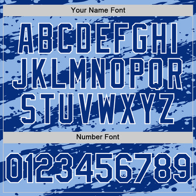 Custom Light Blue Royal-White Splash 3D Pattern Design Bomber Full-Snap Varsity Letterman Hoodie Jacket