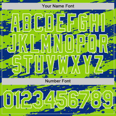 Custom Royal Neon Green-White Splash 3D Pattern Design Bomber Full-Snap Varsity Letterman Hoodie Jacket