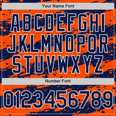 Custom Orange Navy-White Splash 3D Pattern Design Bomber Full-Snap Varsity Letterman Hoodie Jacket