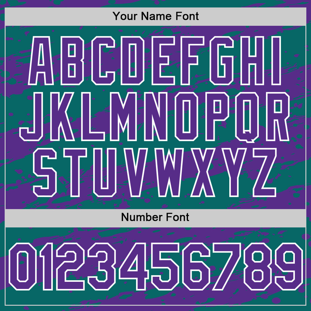 Custom Teal Purple-White Splash 3D Pattern Design Bomber Full-Snap Varsity Letterman Hoodie Jacket