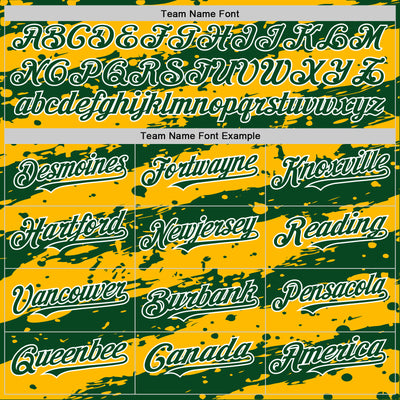 Custom Gold Green-White Splash 3D Pattern Design Bomber Full-Snap Varsity Letterman Hoodie Jacket