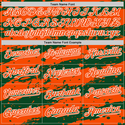 Custom Green Orange-White Splash 3D Pattern Design Bomber Full-Snap Varsity Letterman Hoodie Jacket