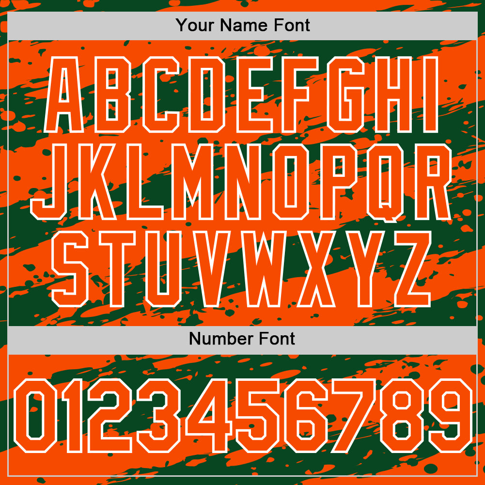 Custom Green Orange-White Splash 3D Pattern Design Bomber Full-Snap Varsity Letterman Hoodie Jacket