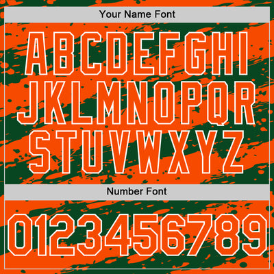 Custom Green Orange-White Splash 3D Pattern Design Bomber Full-Snap Varsity Letterman Hoodie Jacket