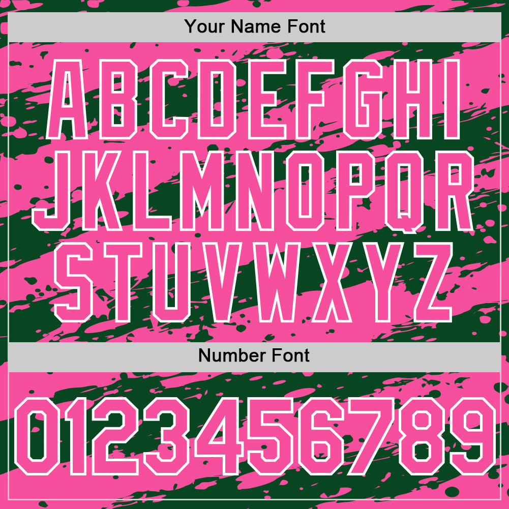 Custom Green Pink-White Splash 3D Pattern Design Bomber Full-Snap Varsity Letterman Hoodie Jacket