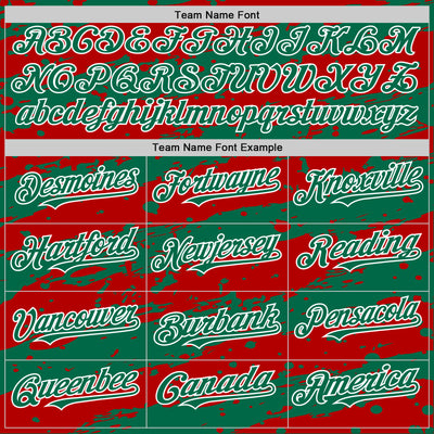 Custom Red Kelly Green-White Splash 3D Pattern Design Bomber Full-Snap Varsity Letterman Hoodie Jacket