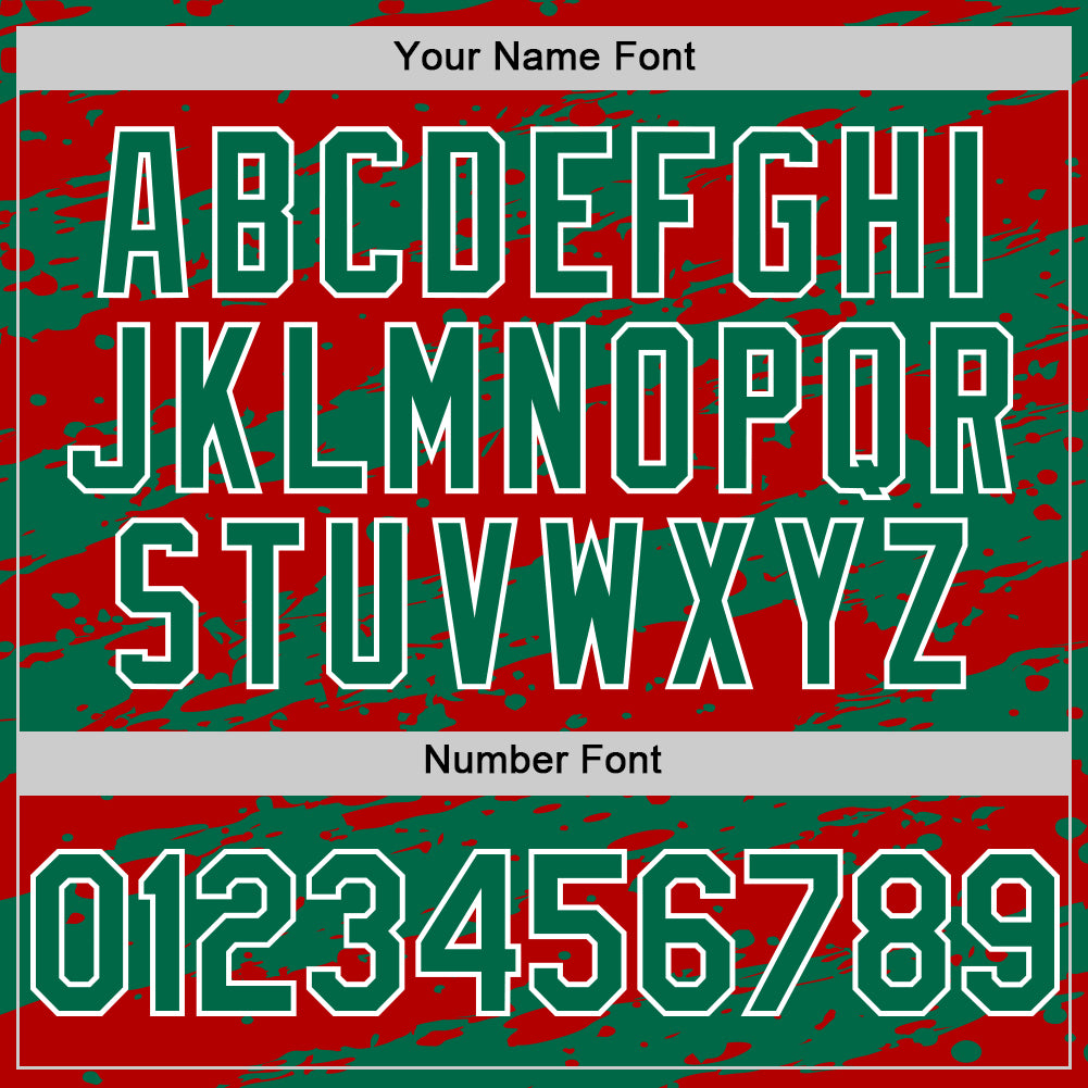 Custom Red Kelly Green-White Splash 3D Pattern Design Bomber Full-Snap Varsity Letterman Hoodie Jacket