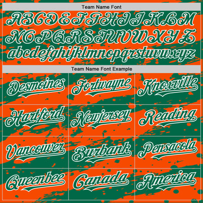 Custom Orange Kelly Green-White Splash 3D Pattern Design Bomber Full-Snap Varsity Letterman Hoodie Jacket