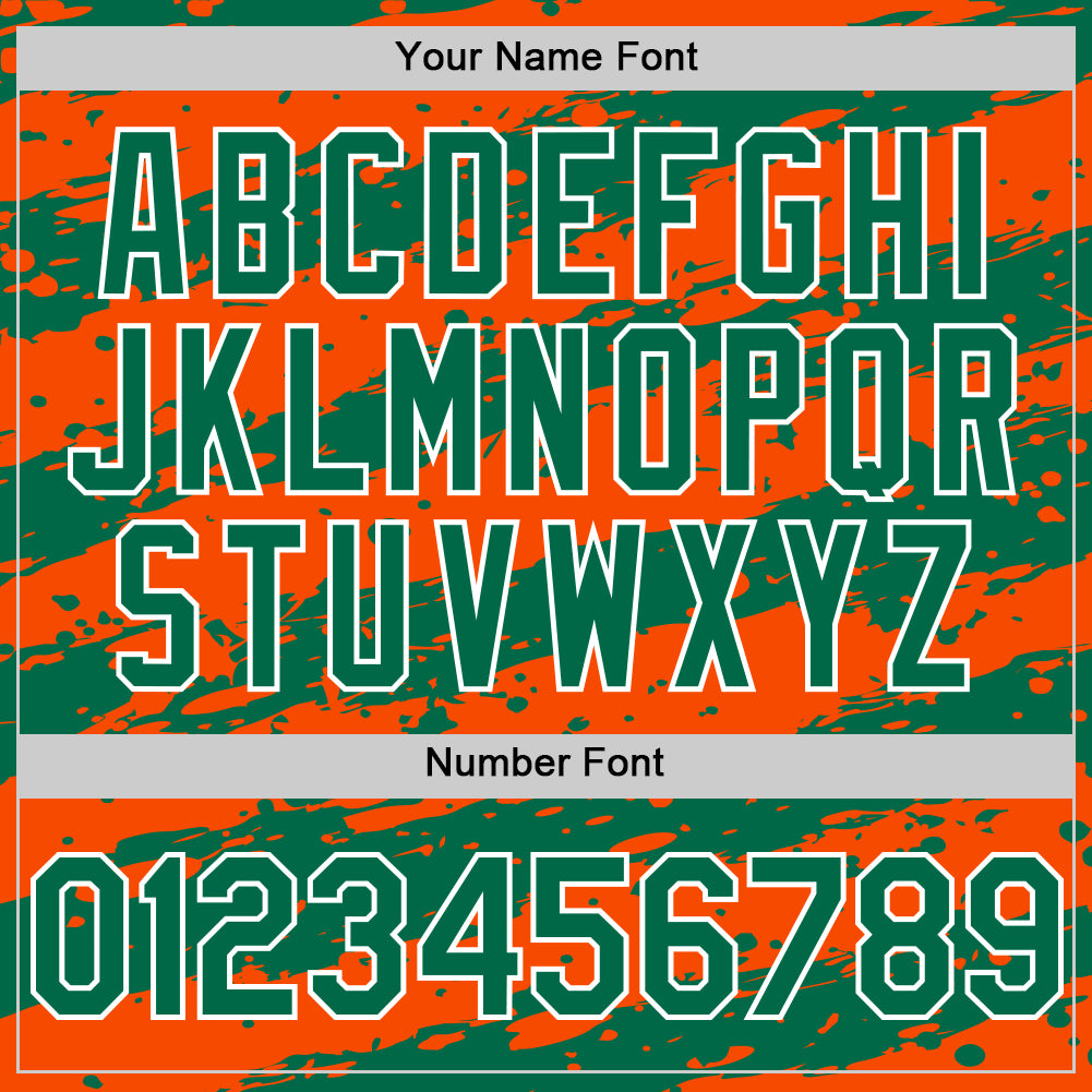 Custom Orange Kelly Green-White Splash 3D Pattern Design Bomber Full-Snap Varsity Letterman Hoodie Jacket